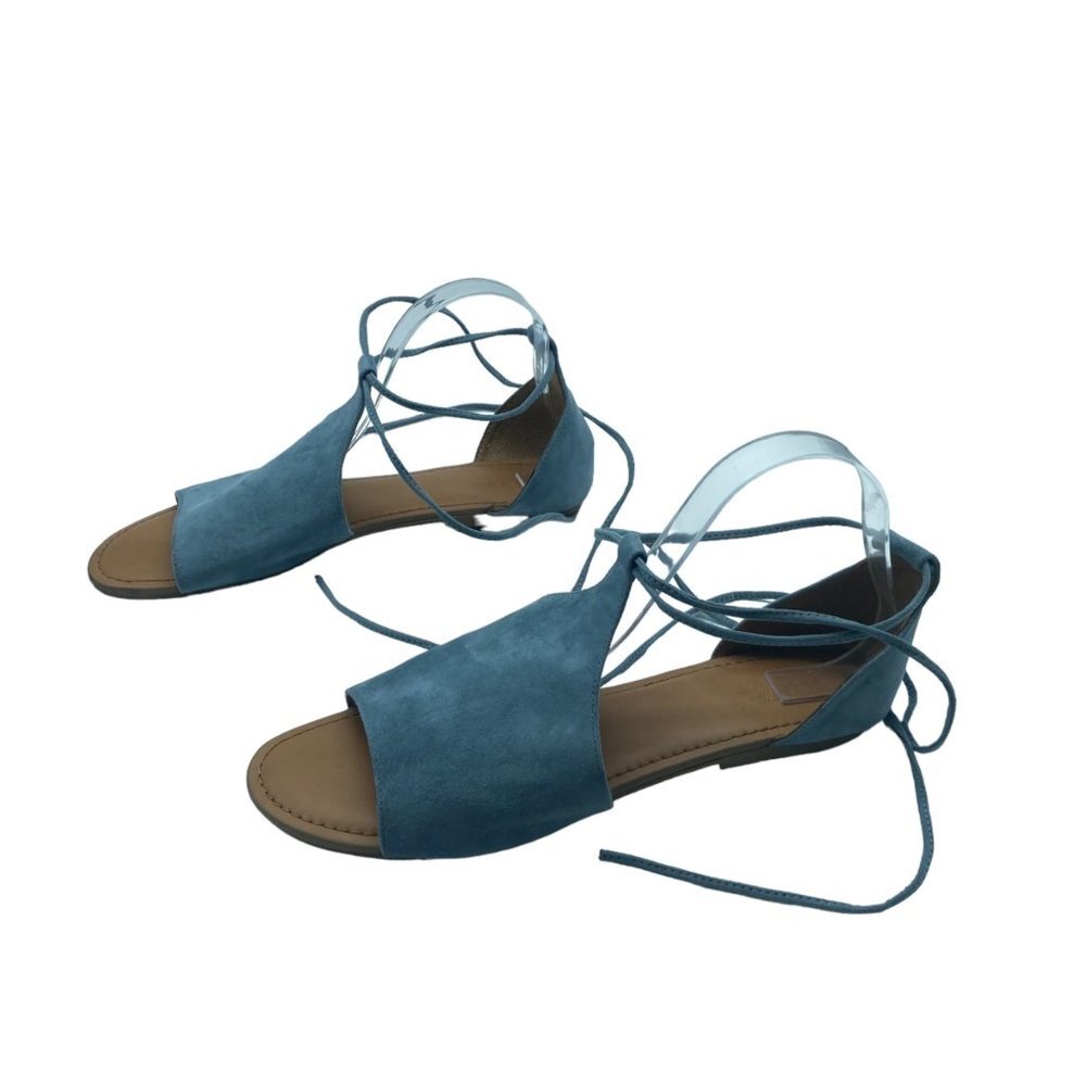 Universal Thread Blue Aileen Ankle Lace Up Women's Sandals Size 9.5‎ Faux Suede